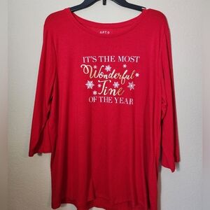 Apt.9 Holiday Womens 3/4 Sleeve Tee
